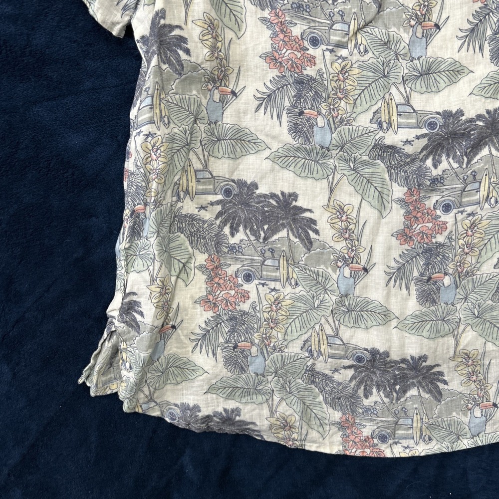 Tahari Womens Linen Top Size 1X Surfing Tropical Beach Print Resort Vacation - Picture 11 of 14